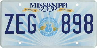 MS license plate ZEG898