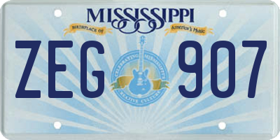 MS license plate ZEG907