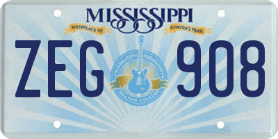 MS license plate ZEG908