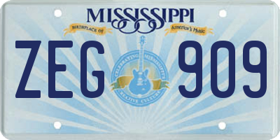MS license plate ZEG909