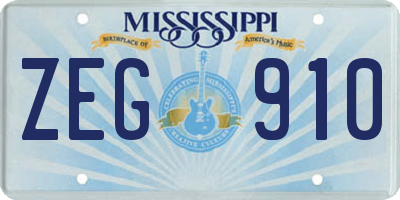 MS license plate ZEG910