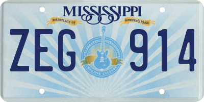 MS license plate ZEG914