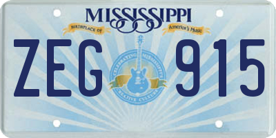 MS license plate ZEG915
