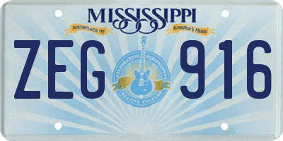 MS license plate ZEG916