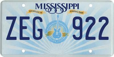 MS license plate ZEG922
