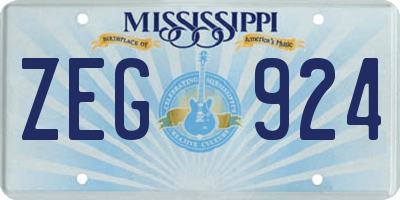 MS license plate ZEG924