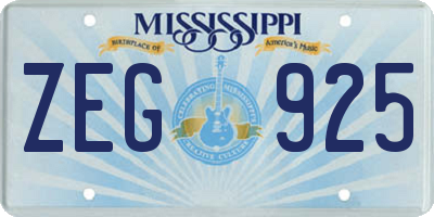 MS license plate ZEG925