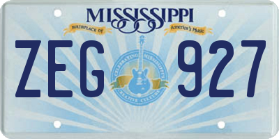 MS license plate ZEG927