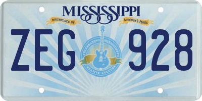 MS license plate ZEG928