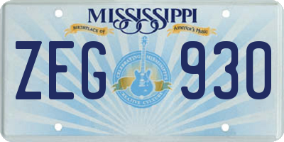 MS license plate ZEG930