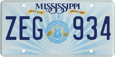 MS license plate ZEG934