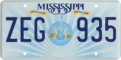 MS license plate ZEG935