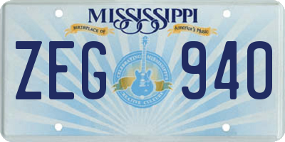 MS license plate ZEG940