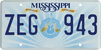 MS license plate ZEG943