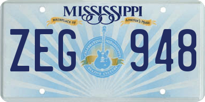 MS license plate ZEG948