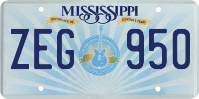MS license plate ZEG950