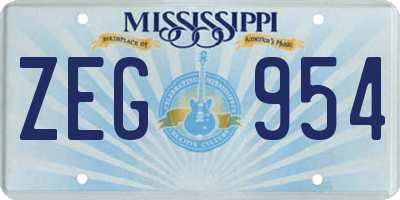MS license plate ZEG954
