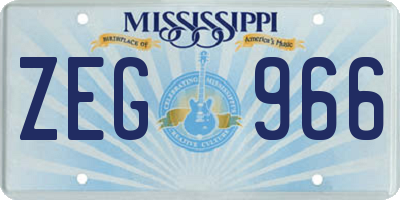 MS license plate ZEG966