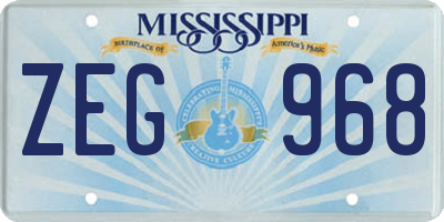 MS license plate ZEG968