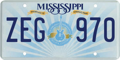 MS license plate ZEG970