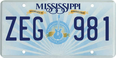 MS license plate ZEG981