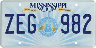 MS license plate ZEG982