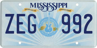 MS license plate ZEG992