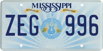 MS license plate ZEG996