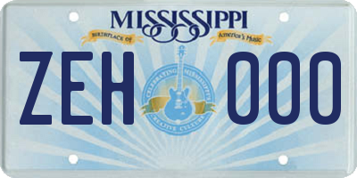 MS license plate ZEH000