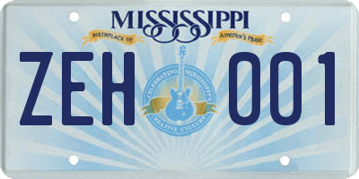 MS license plate ZEH001