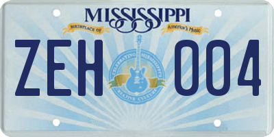 MS license plate ZEH004