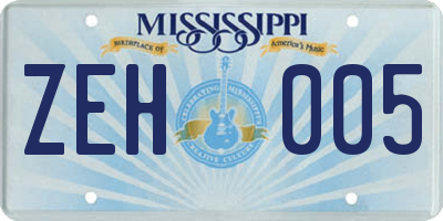 MS license plate ZEH005