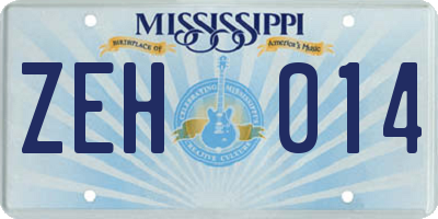 MS license plate ZEH014