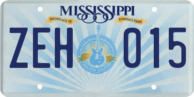 MS license plate ZEH015