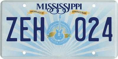 MS license plate ZEH024