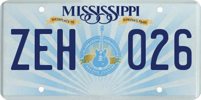 MS license plate ZEH026
