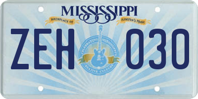 MS license plate ZEH030