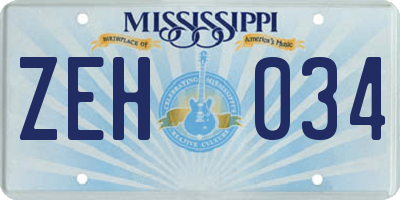 MS license plate ZEH034
