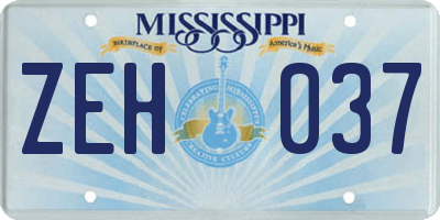 MS license plate ZEH037