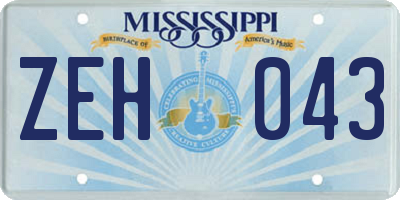 MS license plate ZEH043