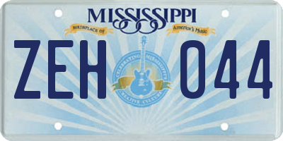 MS license plate ZEH044