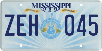 MS license plate ZEH045