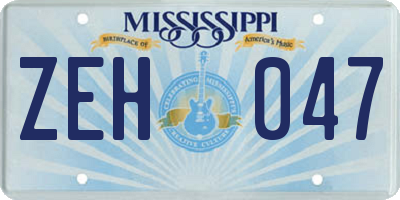 MS license plate ZEH047