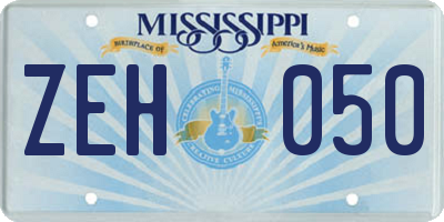 MS license plate ZEH050