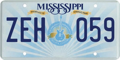 MS license plate ZEH059