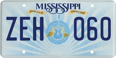MS license plate ZEH060