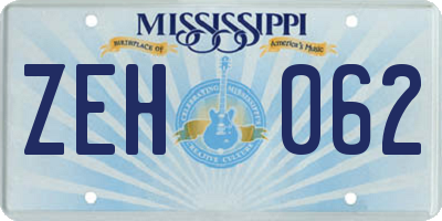 MS license plate ZEH062