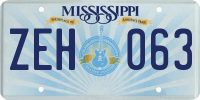 MS license plate ZEH063