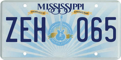 MS license plate ZEH065