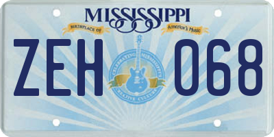 MS license plate ZEH068
